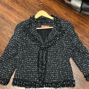MaxMara Black and White Tweed Blazer